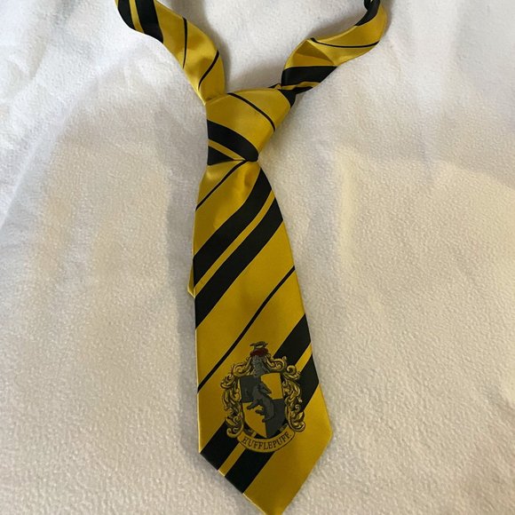 Warner Bros. Other - Harry Potter HUFFLEPUFF Yellow Gold Black Striped Neck Tie Adult sz One Size